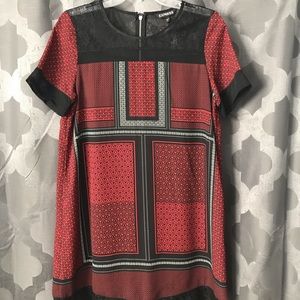 Patterned lace mini dress